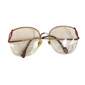 VTG Menrad 424-917 Womens Eyeglass Frames Half Rim Red Gold Big Lenses MCM - HLN